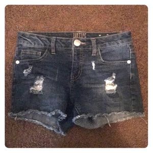 Girls Justice brand ripped w/sequin jean shorts